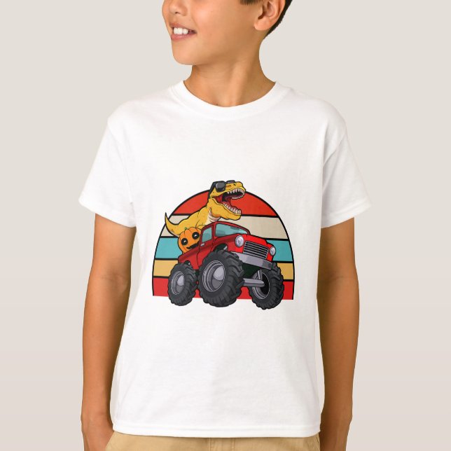 Camiseta Dinossauro Caminhão Monstro Preguiçoso Halloween C (Frente)