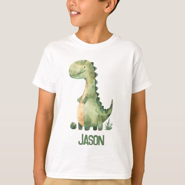 Camiseta Dinossauro Cólvora Com Nome Para Crianças (Frente)