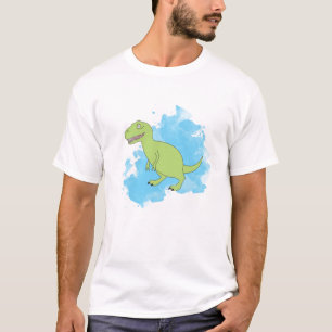 Camiseta Dinossauro com Design de Fundo de Aquarela