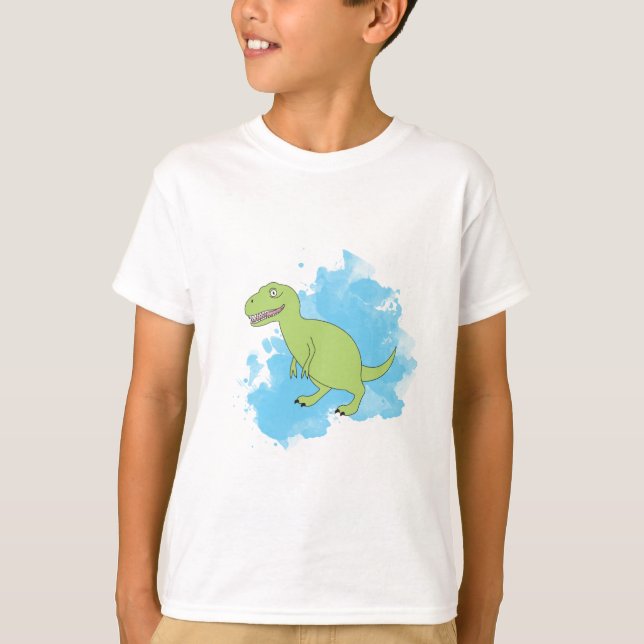 Camiseta Dinossauro com Tinta Azul (Frente)
