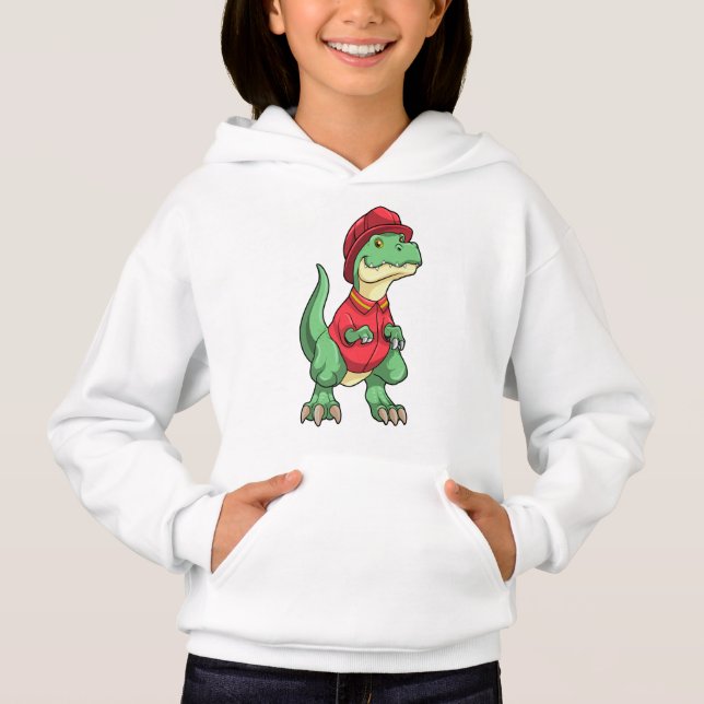Camiseta Dinossauro como Bombeiro com capacete de bombeiro (Frente)