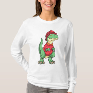 Camiseta Dinossauro como Bombeiro com capacete de bombeiro