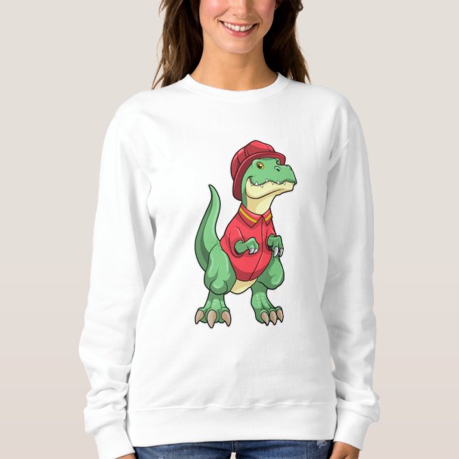 Camiseta Dinossauro como Bombeiro com capacete de Fogo (Frente)