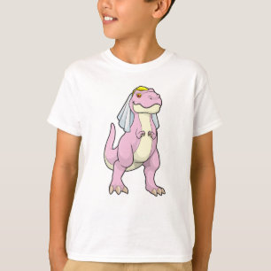 Camiseta Dinossauro como noiva no casamento com Veil