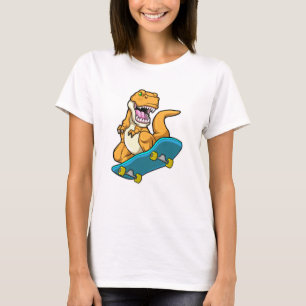 Camiseta Dinossauro como Patinador com skate