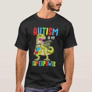 Camiseta Dinossauro Conscientização do Autismo T Rex Cora
