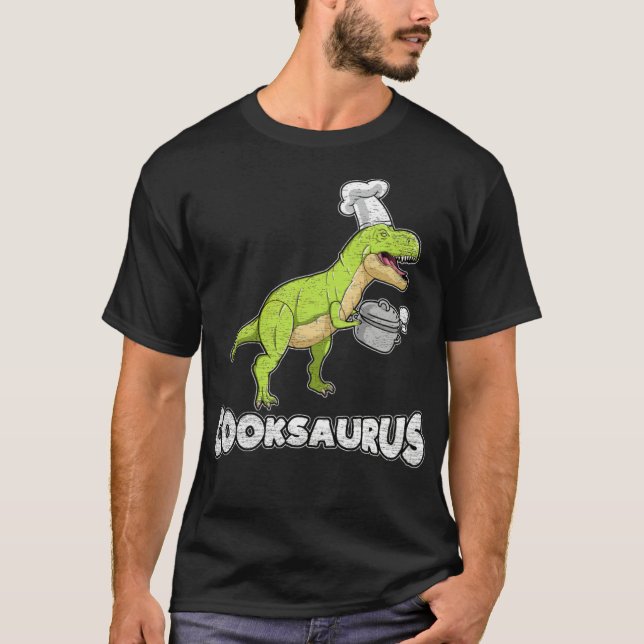 Camiseta Dinossauro cozinhar diz chapéu de chef (Frente)