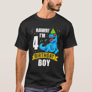 Camiseta Dinossauro, Criança De Aniversário De Quatro Ano