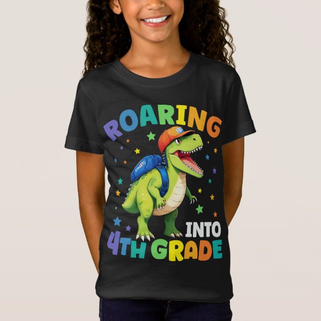 Camiseta Dinossauro Da 4ª Série T Rex De Volta À Escola (Frente)