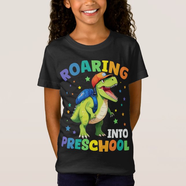 Camiseta Dinossauro Da Pré-Escola Arrastando T Rex De Volta (Frente)