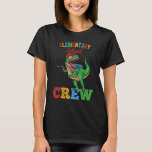 Camiseta Dinossauro Da Tripulação Da Escola Elementar De Vo