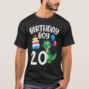 Camiseta Dinossauro Dança Balões Bolo Feliz Aniversário 20