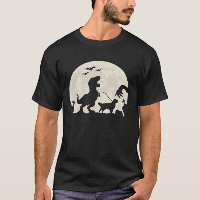Camiseta Dinossauro das Halloween Retriever de Ouro (Frente)