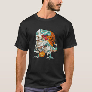 Camiseta Dinossauro das Halloween T Rex Mummy Pumpkin