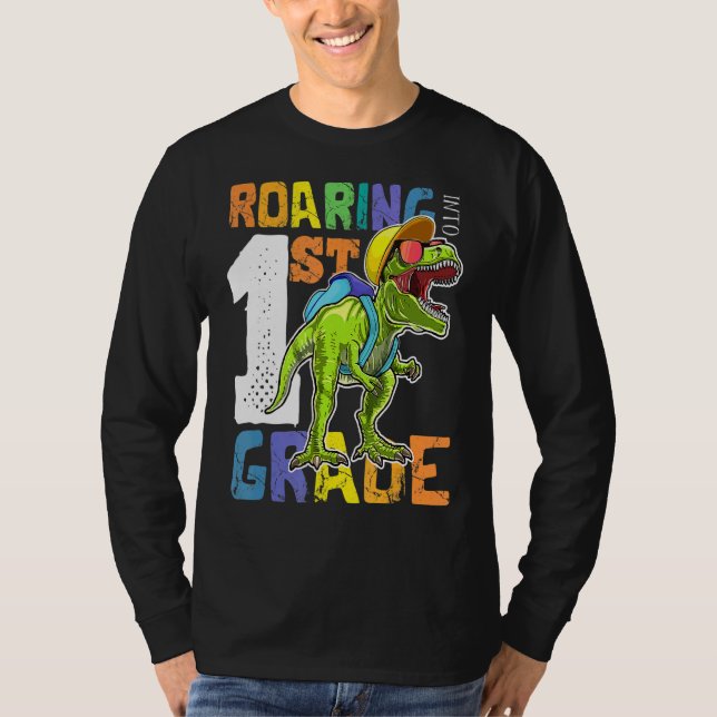 Camiseta Dinossauro De 1 rua De Volta À Mochila Da Escola (Frente)