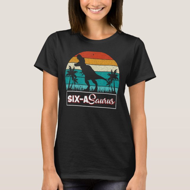 Camiseta Dinossauro de 6 anos 6 Rex Dino 6 Saur (Frente)