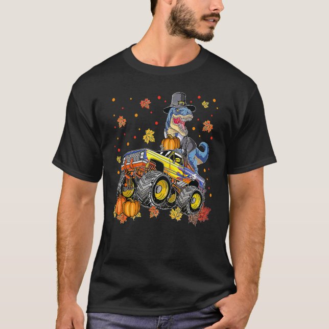 Camiseta Dinossauro de Ação de Graças do Monstro das Hallow (Frente)