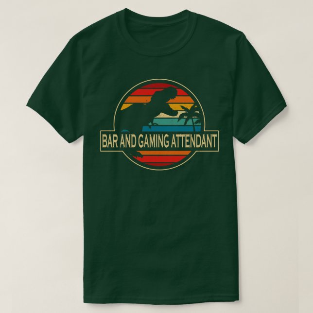 Camiseta Dinossauro De bar E Atendedor De Jogos (Frente do Design)