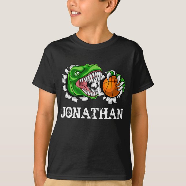 Camiseta Dinossauro de Basquetebol T-Rex Personalizado (Frente)
