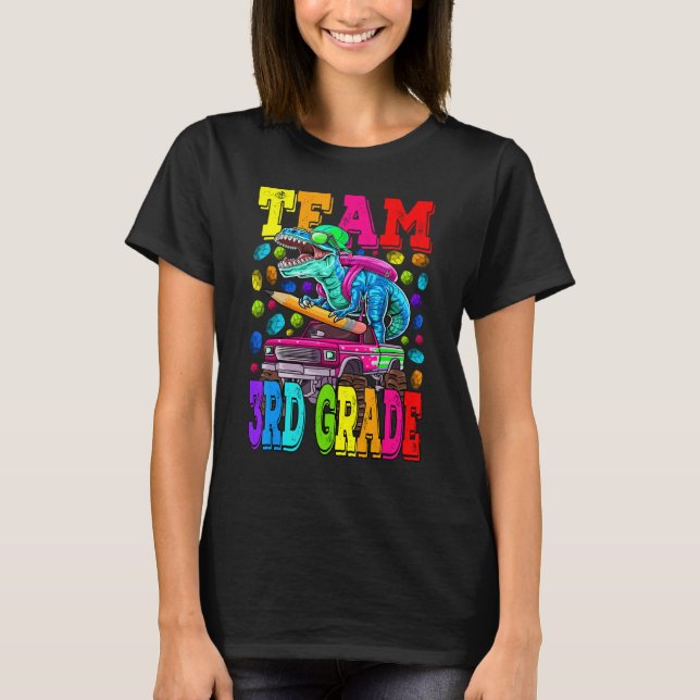 Camiseta Dinossauro De Caminhão Do Monstro Da Equipe De 3º  (Frente)