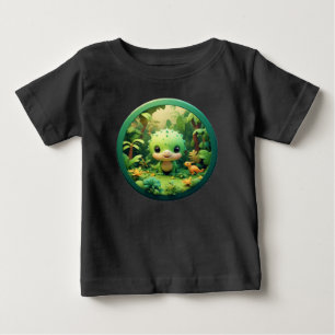 Camiseta Dinossauro de Cartoon Bonito na Floresta de Bambu