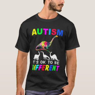 Camiseta Dinossauro de Conscientização do Autismo É Ok Ser