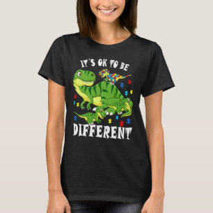 Camiseta Dinossauro de Conscientização do Autismo É Ok Ser