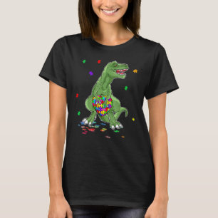 Camiseta Dinossauro de Conscientização do Autismo T-Rex Pe
