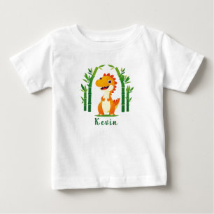 Camiseta Dinossauro de Desenho Adorável na Selva Verde Exub