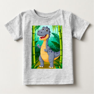 Camiseta Dinossauro de desenho animado fofo em pé em uma ce