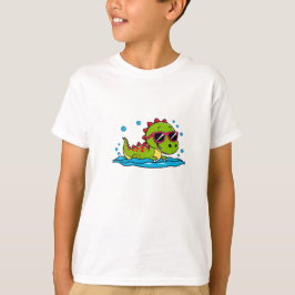 Camiseta Dinossauro de desenho animado fofo nadando com ócu