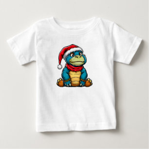 Camiseta Dinossauro de desenho natalino Presente Festivo de