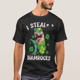 Camiseta Dinossauro de Dia de São Patrício I Rouba Shamrock