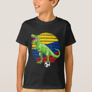 Camiseta Dinossauro de Futebol Trex Bandeira da Colômbia Me