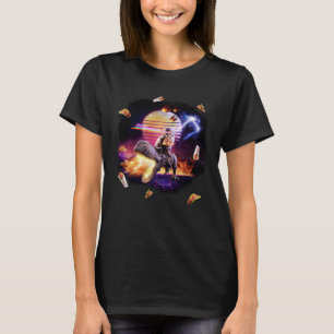 Camiseta Dinossauro de Gato de Pizza Laser de Onda Sintétic