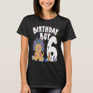 Camiseta Dinossauro de menino de aniversário de 6 anos