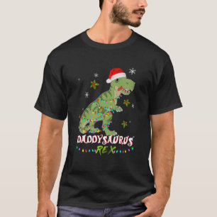 Camiseta Dinossauro de Natal da Família Santa Hat T Rex Mat