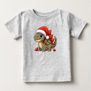 Camiseta Dinossauro de Natal de bebê fofo e caprichoso