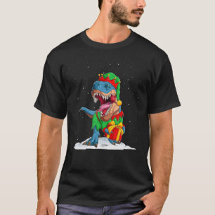 Camiseta Dinossauro de Natal Elf Boys Crianças Adolescentes