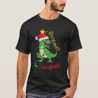 Camiseta Dinossauro De Natal Em Agosto Meninos Toddler Engr