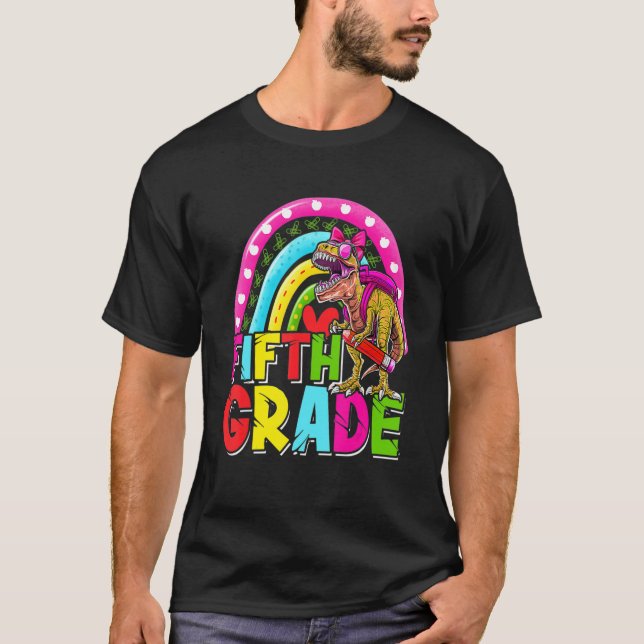 Camiseta Dinossauro De Quinto Grau Raparigas Arco-Íris De V (Frente)