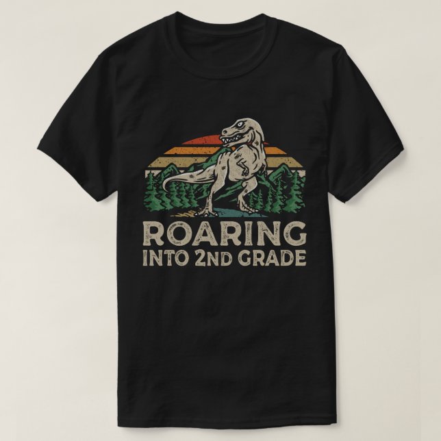 Camiseta Dinossauro De segundo De Raiva De Volta À Escola (Frente do Design)