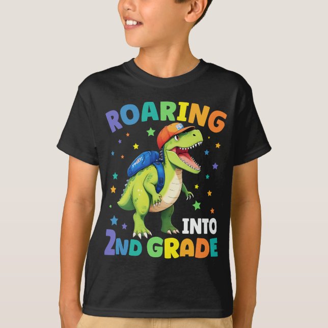Camiseta Dinossauro De segundo De Raiva De Volta À Escola (Frente)
