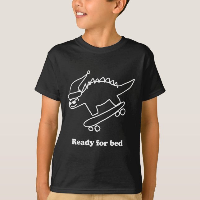 Camiseta Dinossauro de Skate Pronto Para Dormir  (Frente)