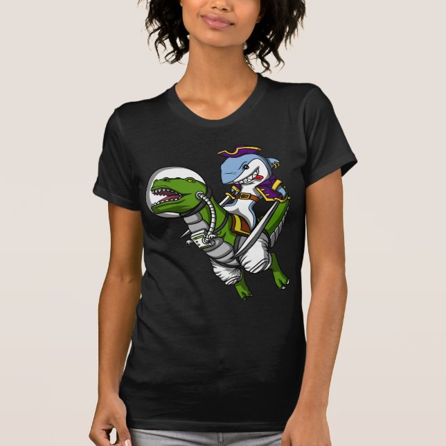 Camiseta Dinossauro de T-Rex do espaço da equitação do (Frente)