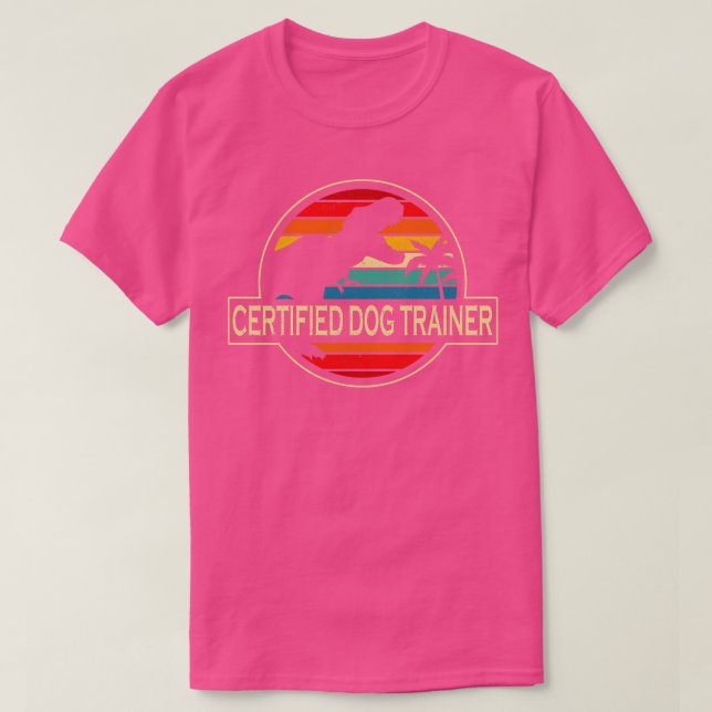 Camiseta Dinossauro de Treinador de Cães Certificado (Frente do Design)