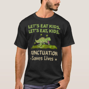 Camiseta Dinossauro Deixa Comer Crianças Pontuação Salva