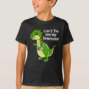 Camiseta Dinossauro Divertido Dividido Simpatia de Braço Qu