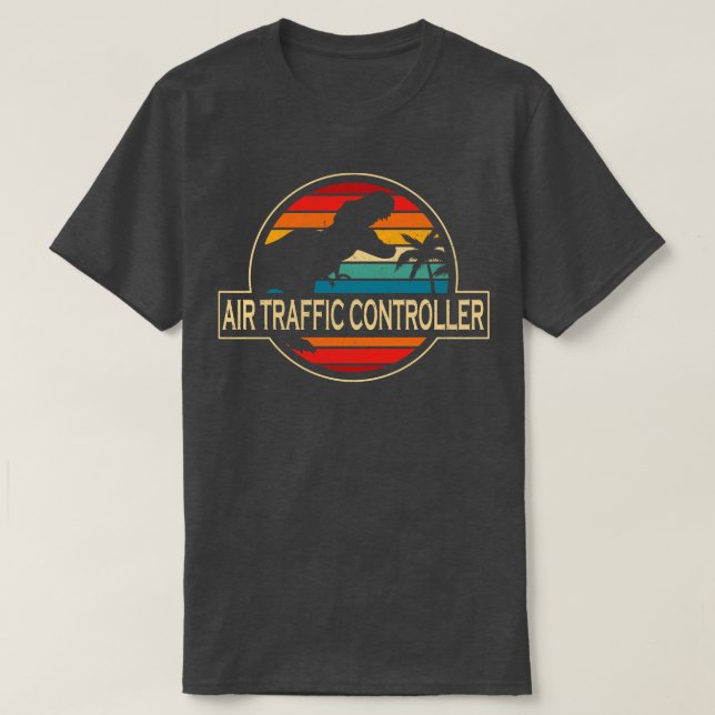 Camiseta Dinossauro do controlador de tráfego aéreo (Frente do Design)