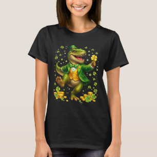 Camiseta Dinossauro do Dia de São Patrício Vestindo Smoking